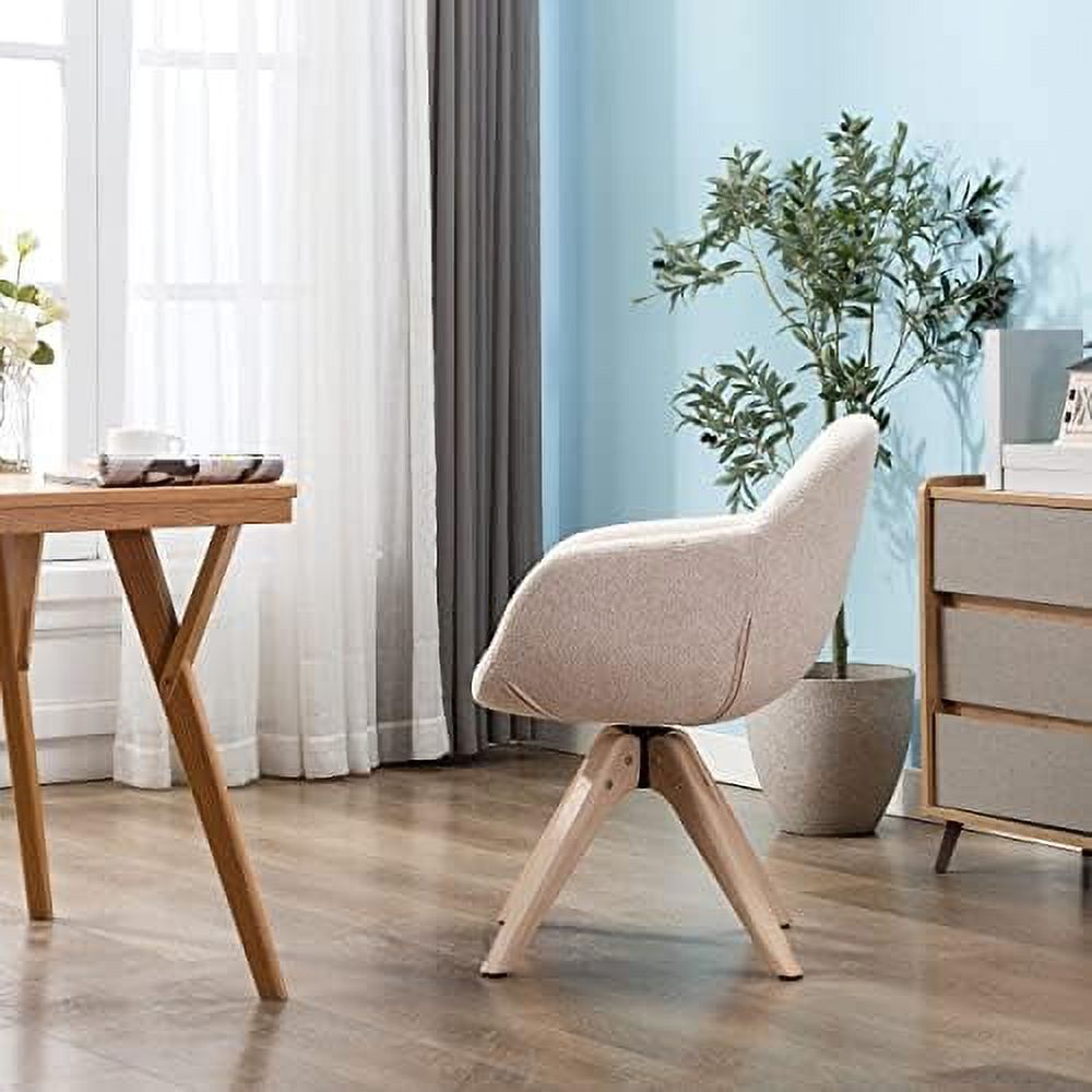 Mid Century Modern Swivel Fabric Accent Chair with Oak Wood Legs B7025