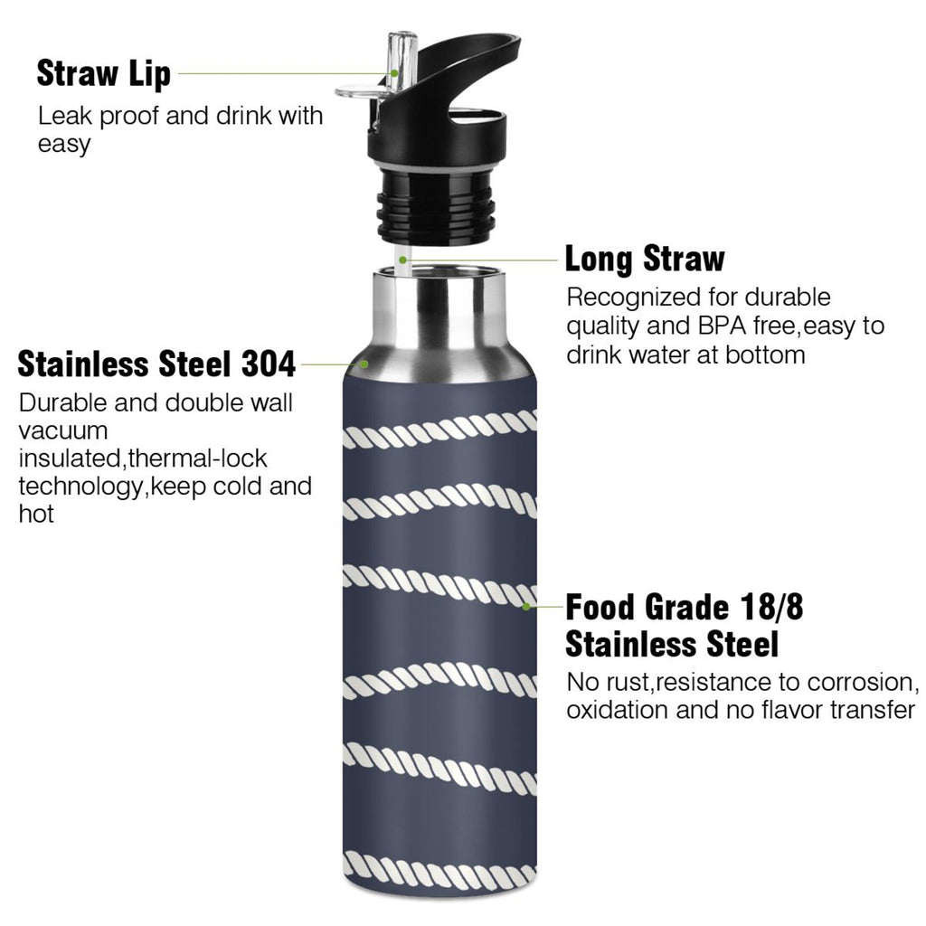 20 OZ Stainless Steel Vacuum Insulated Water Bottle with Straw Lid D81794