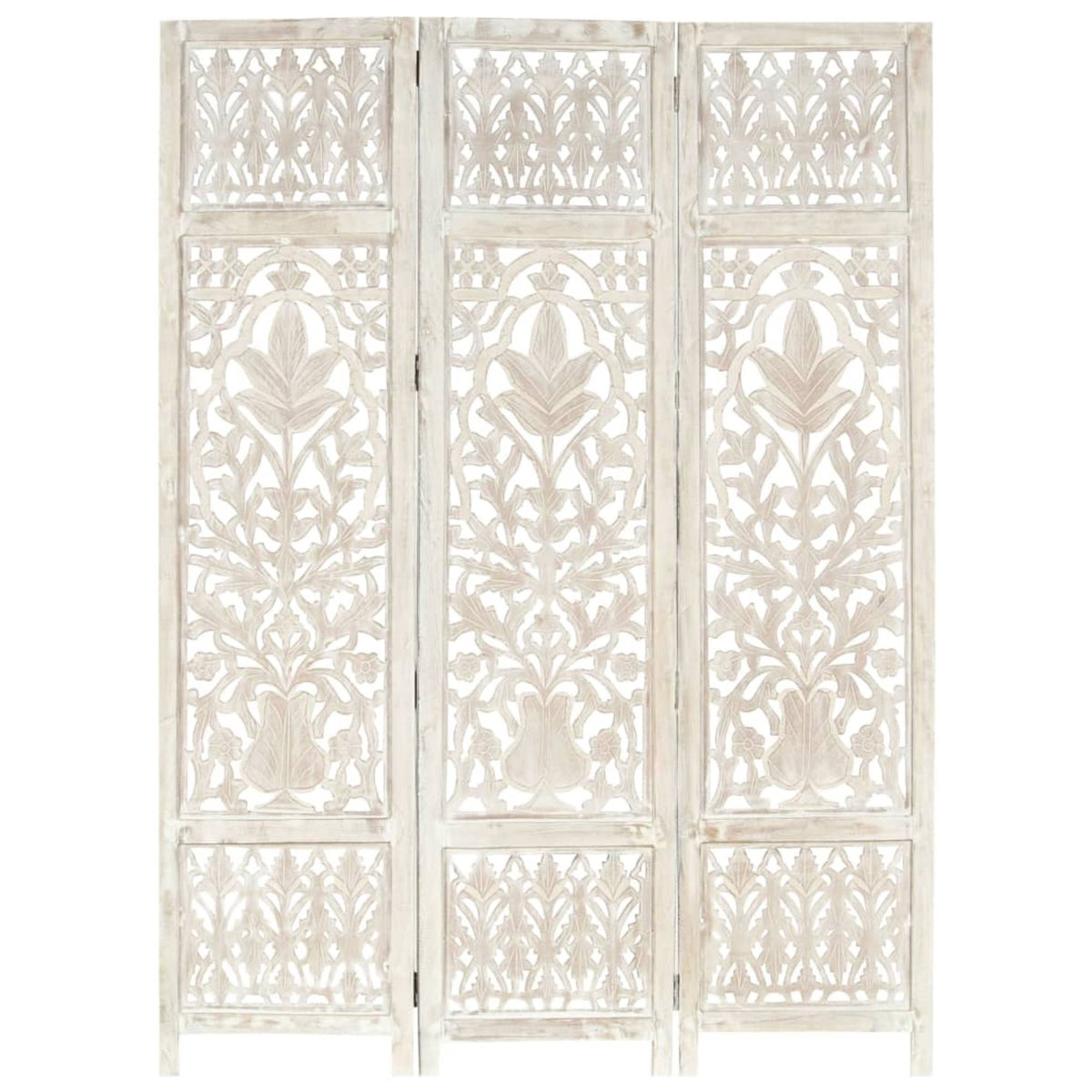 Solid Mango Wood 3-Panel Room Divider U27745