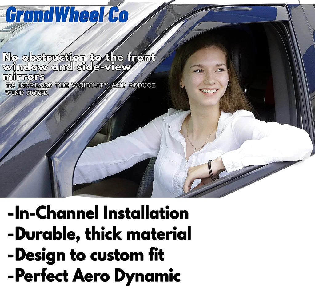Smoke Tinted In-channel Side Window Vent Visor Deflectors Rain Guards 4pcs E5565