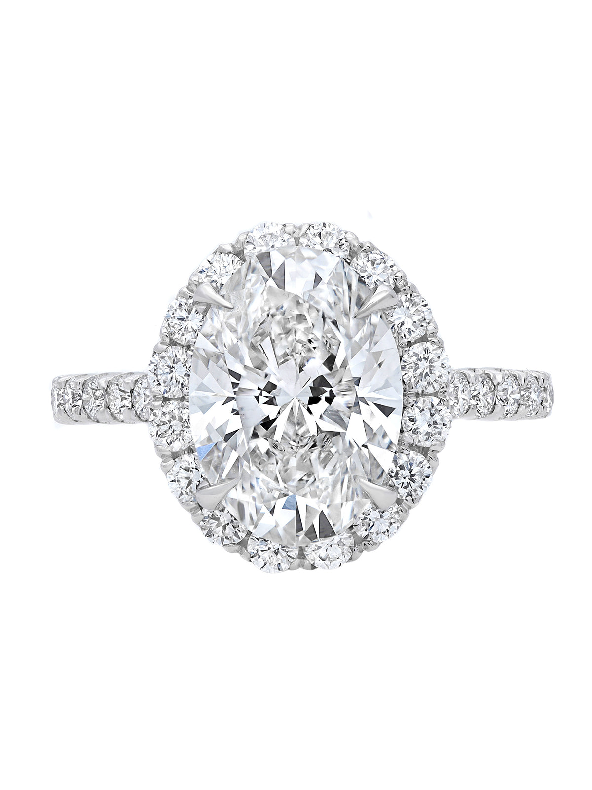 Oval Cut Diamond Engagement Ring 18K White Gold SZ 6 W933
