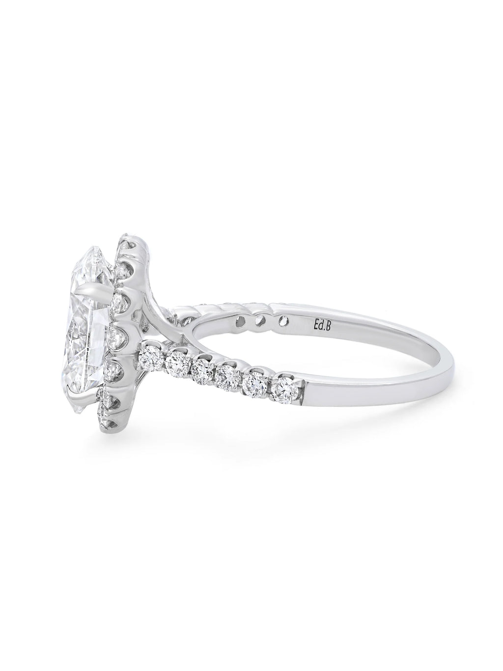 Oval Cut Diamond Engagement Ring 18K White Gold SZ 6 W933