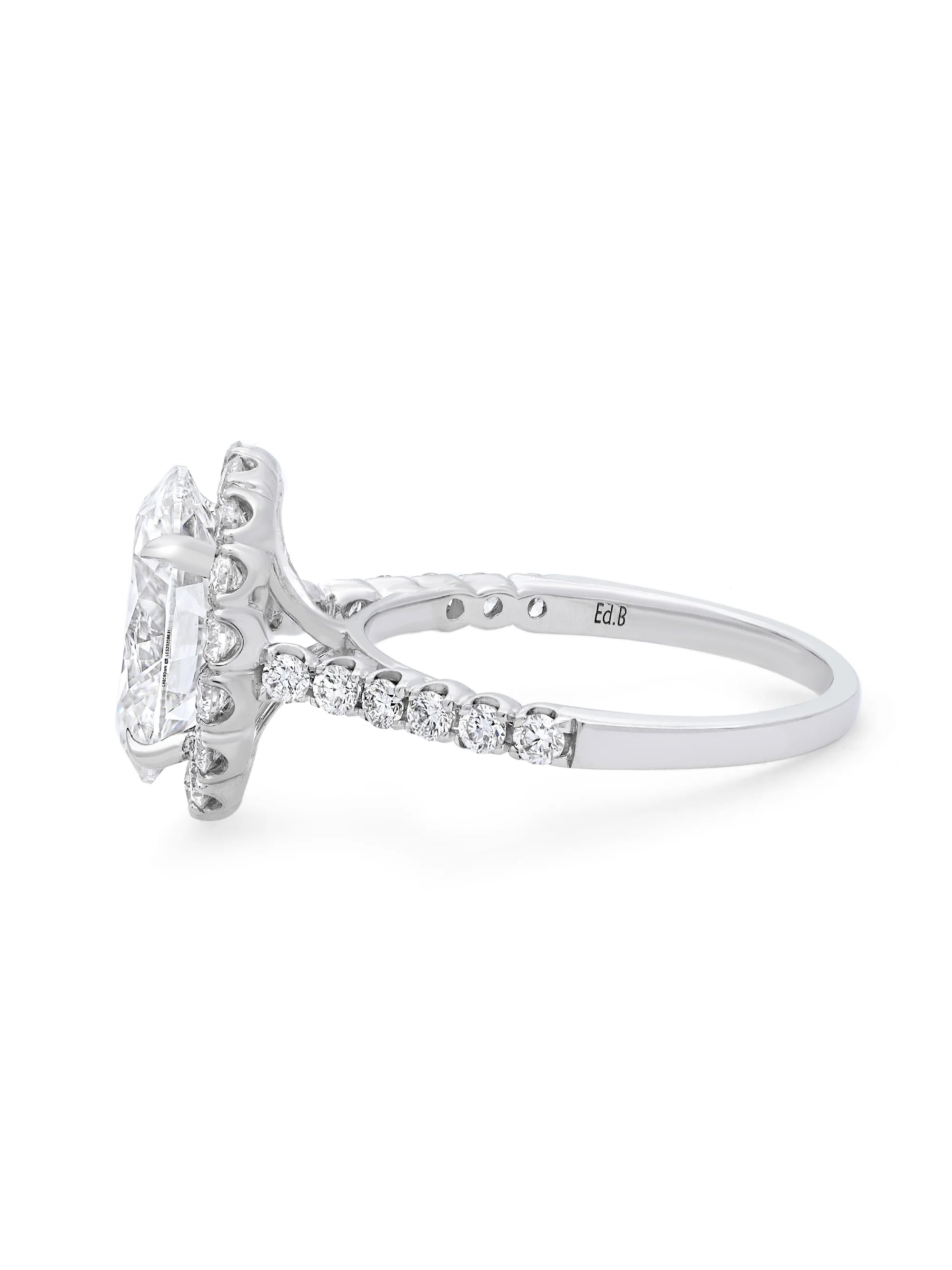 Oval Cut Diamond Engagement Ring 18K White Gold SZ 6 W933