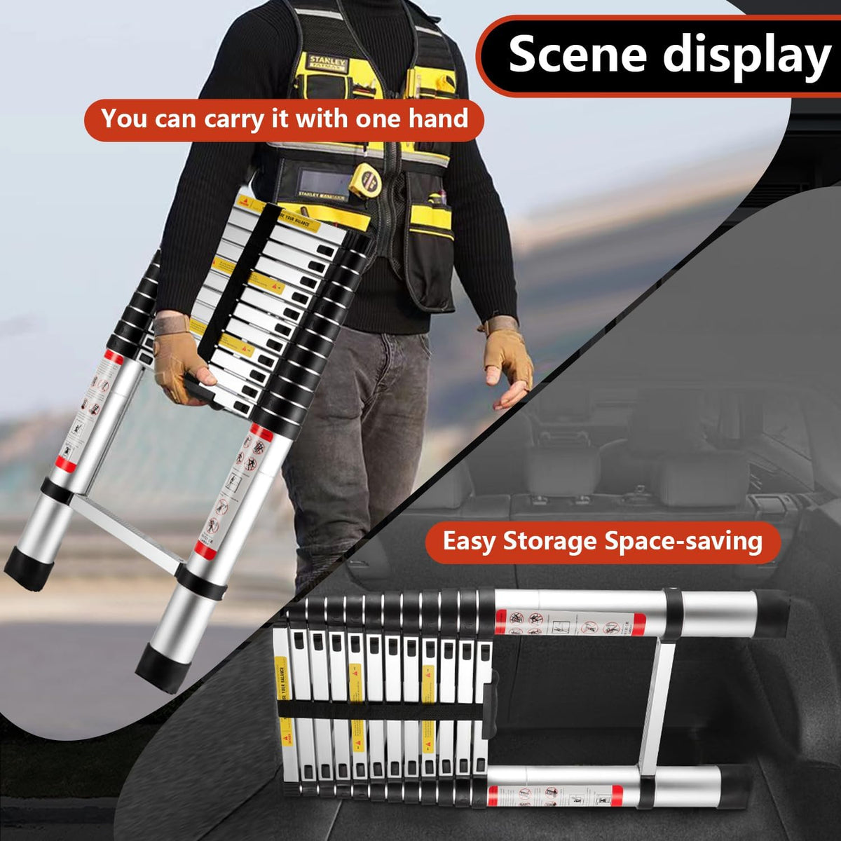 8.5 Ft Compact Aluminum Telescoping Ladder U21637