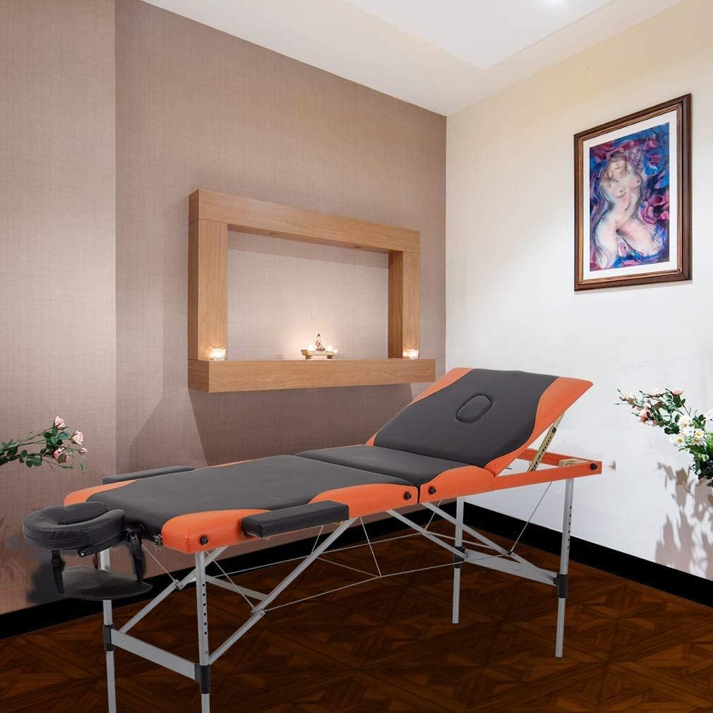 84 Inch Height Adjustable 3 Fold Aluminium Massage Table with Carry Case U340