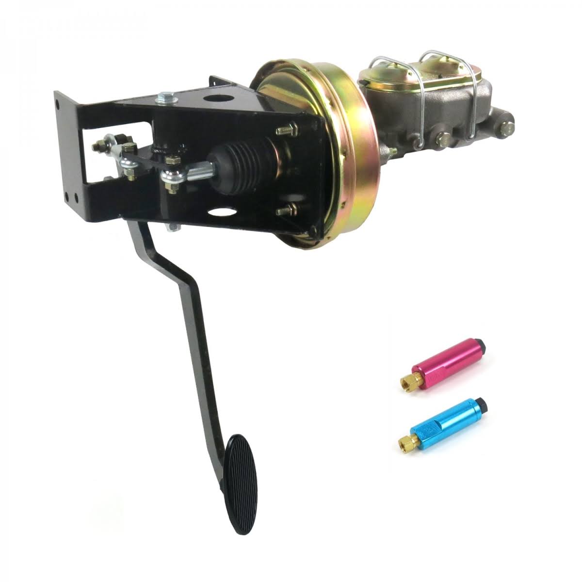 7 in. Single 90 Deg Firewall Disc & Drum Brake Pedal Kit with Small Oval Black Pad F8104