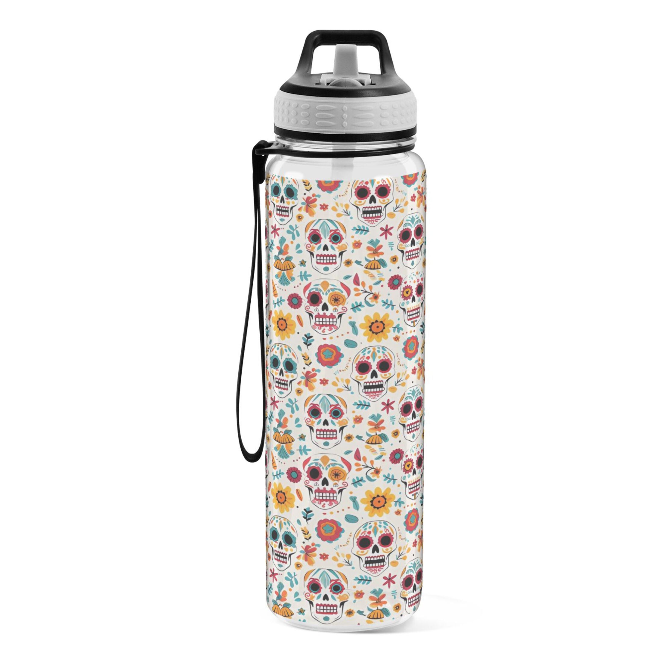 Skull Sunflowers Skeleton 32oz Tritan Leakproof Water Bottle W513