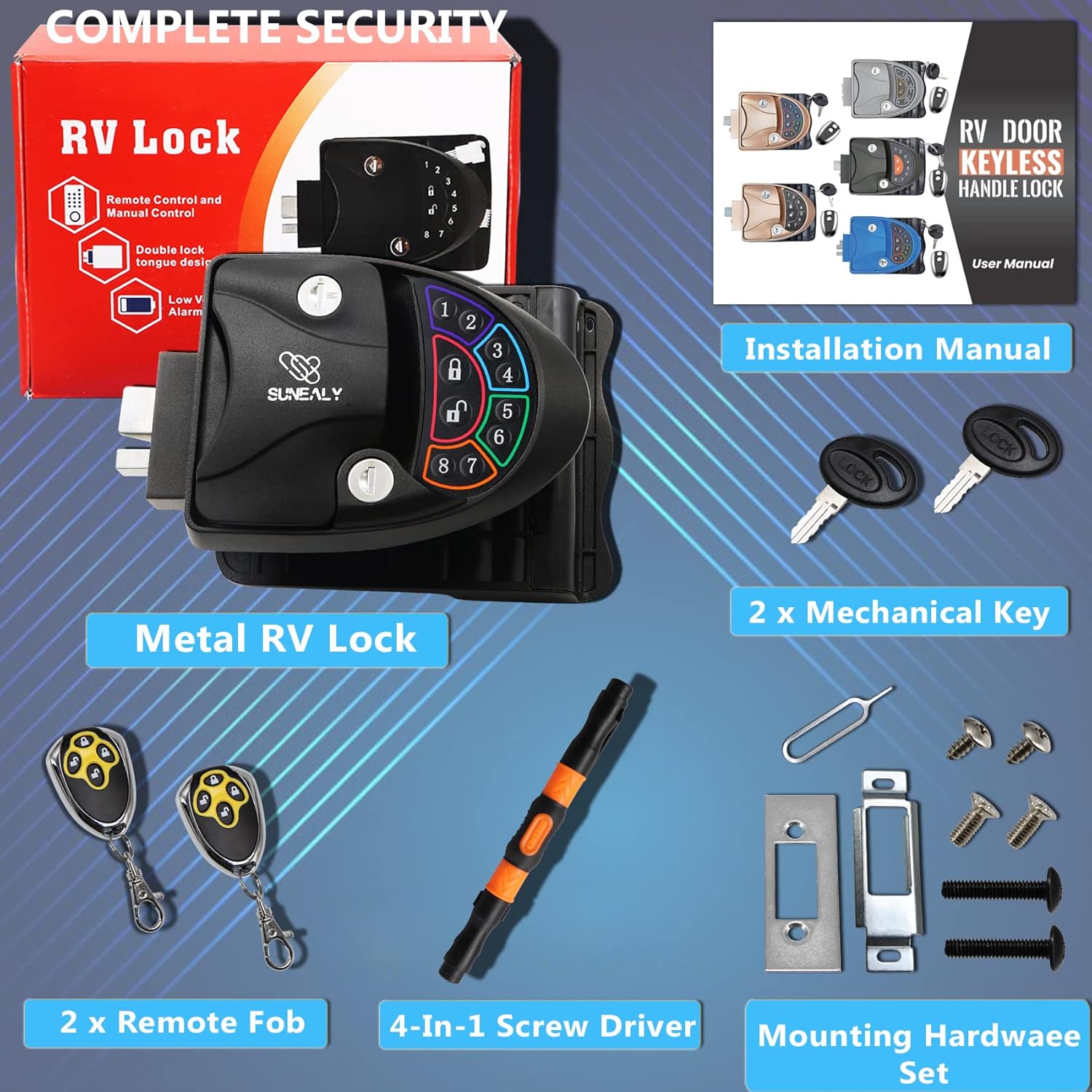 RV Keyless Entry Door Lock with Backlit Keypad T824