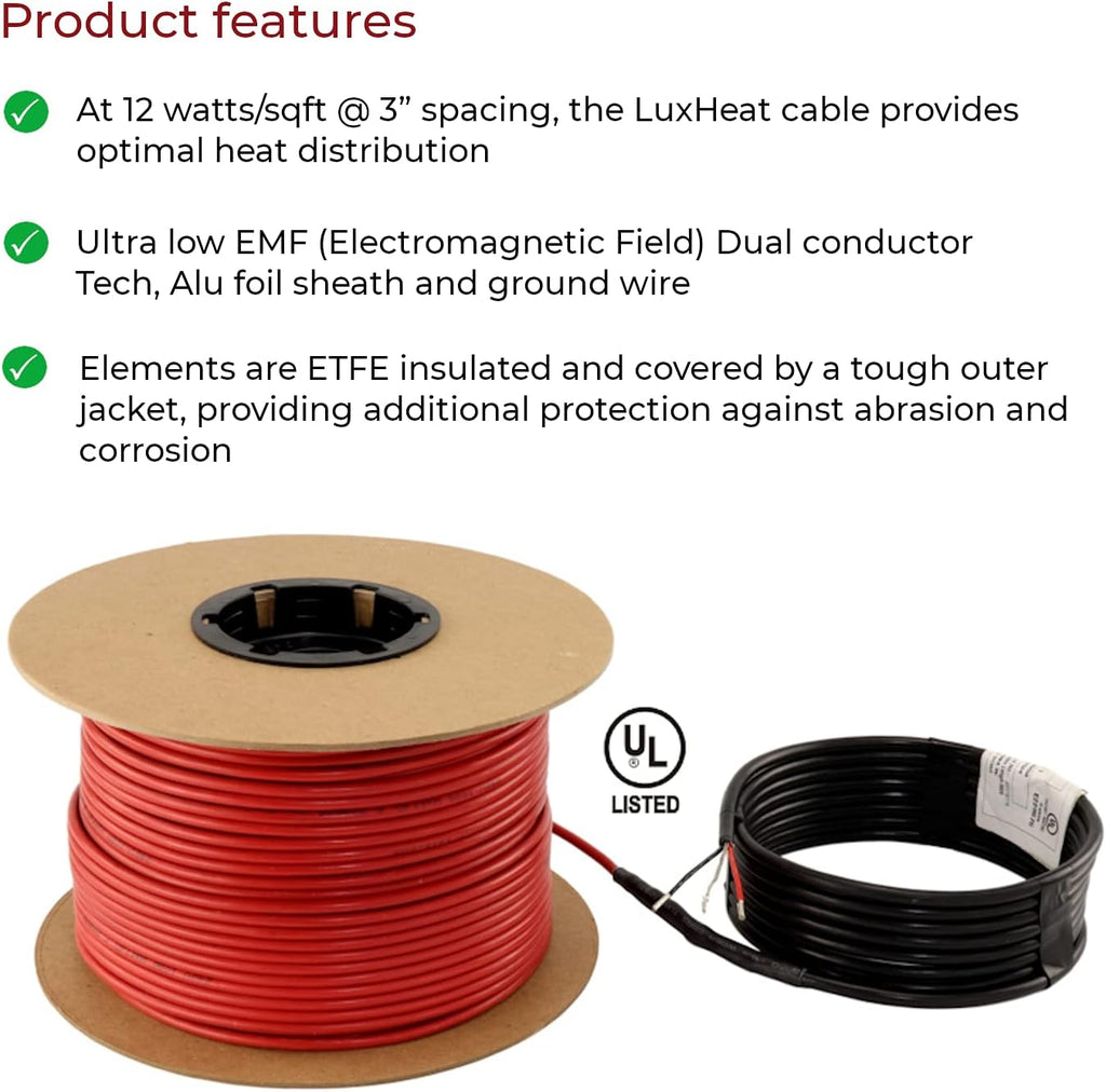 Floor Heating Cable Set 60 Sqft 120v Electric Radiant Floor Heating System with WiFi Programmable Thermostat S6314