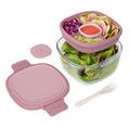 Leak-Proof Glass Salad Container with 61-oz Bowl, 4-Compartment Tray, 3-oz Sauce Container, and Reusable Fork (Dark Gray) X579629