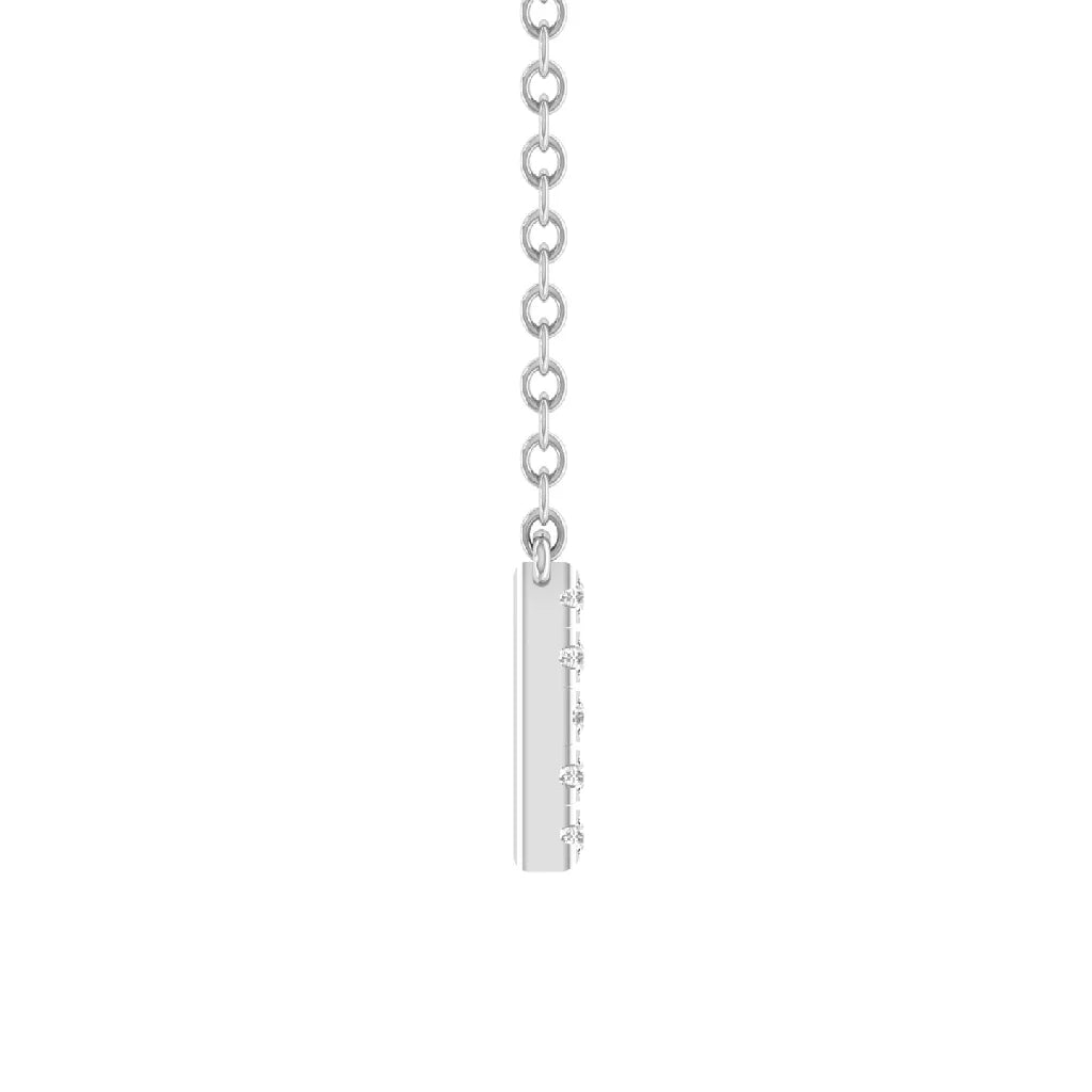 14K White Gold Diamond Initial Pendant Necklace with Silver Cable Chain, 18" J90102