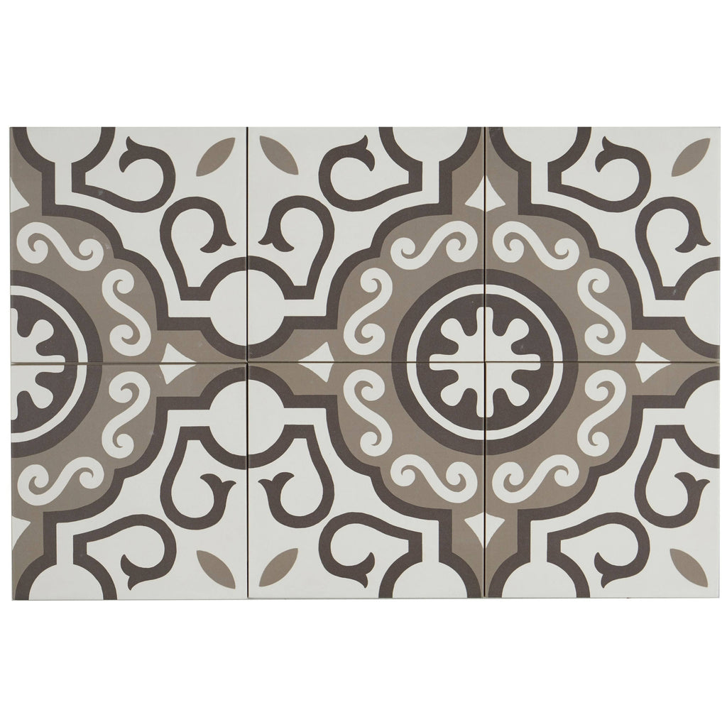 White & Brown 8x8 Decorative Tile U3998