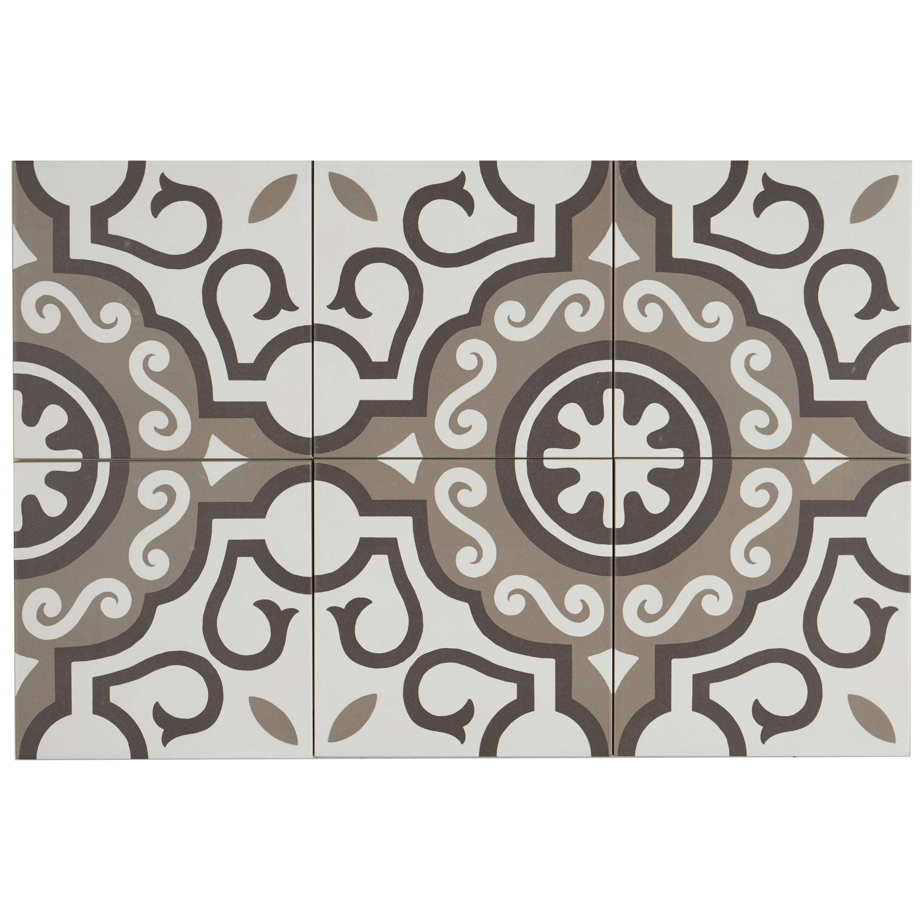 White & Brown 8x8 Decorative Tile U3998