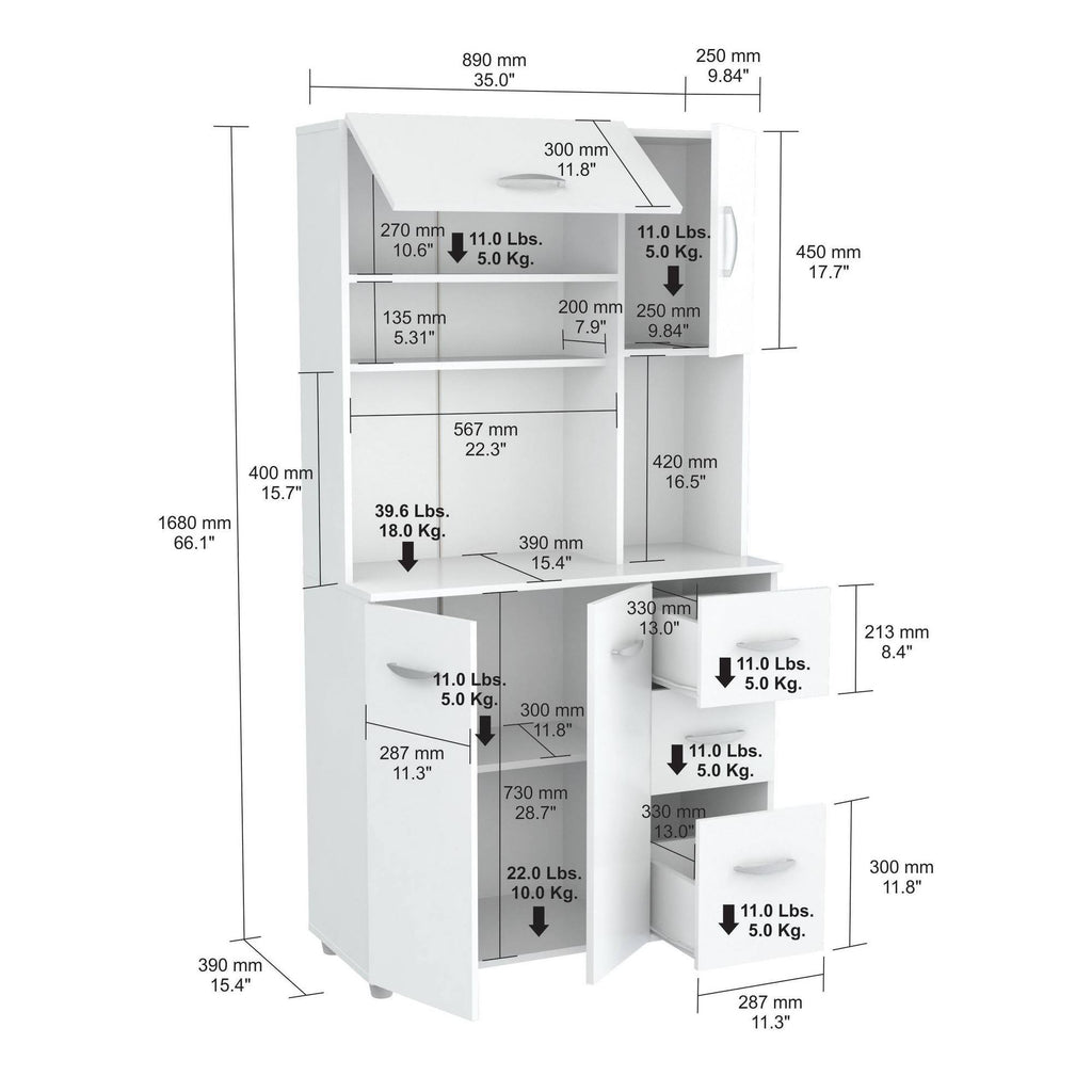 White Kitchen Storage Cabinet Z787884