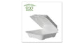 White 1-compartment Sugarcane Clamshells, 200/Carton O5230