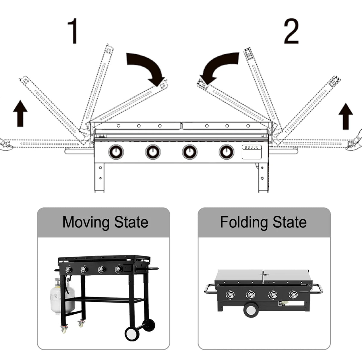 4 Burner Foldable Outdoor Propane Gas Grill S63956