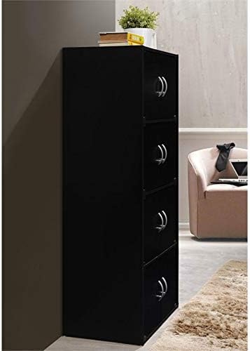 4 Shelf 8 Door Bookcase in Black B7212