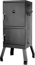 Black Square Charcoal Water Smoker and Grill with Thermometer A6185