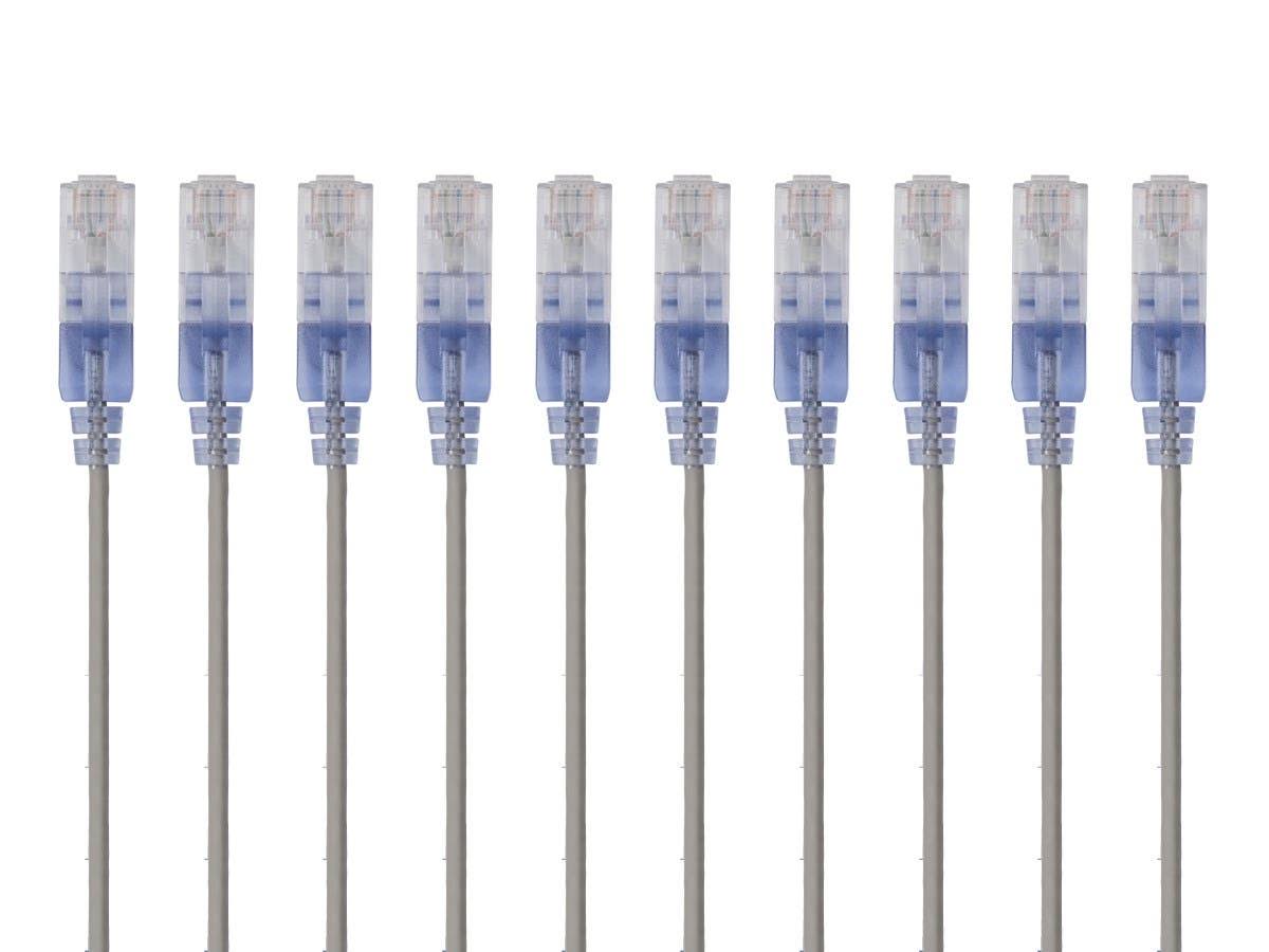 10-Pack Cat6a Ethernet Patch Cable 3ft Gray F469