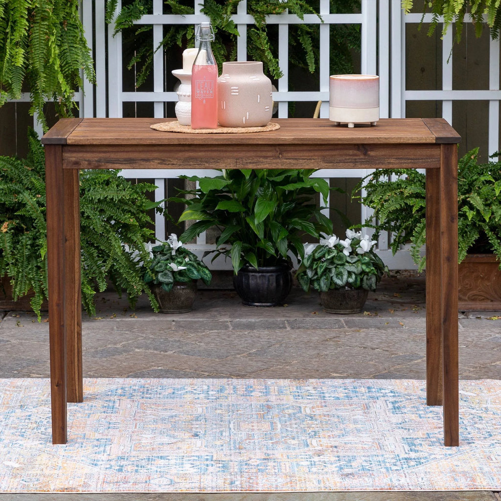 Dark Brown Acacia Wood Rectangle Counter Height Patio Table F212