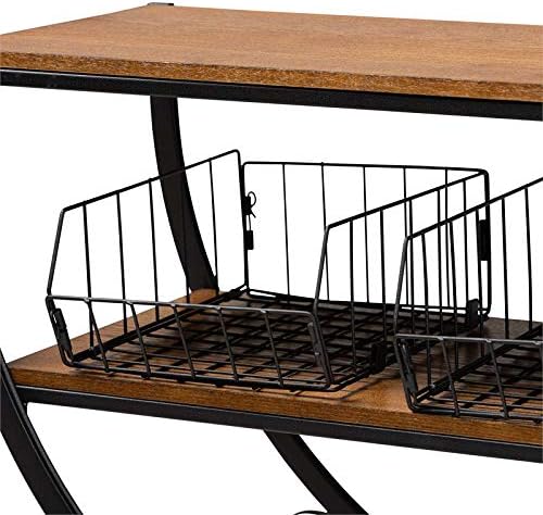 Brown Finished Wood and Black Finished Metal Console Cart O3508
