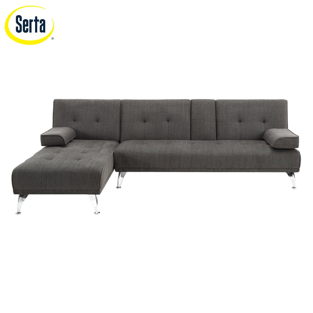 Charcoal Gray Fabric Indoor Sectional Sofa with Chaise I52496