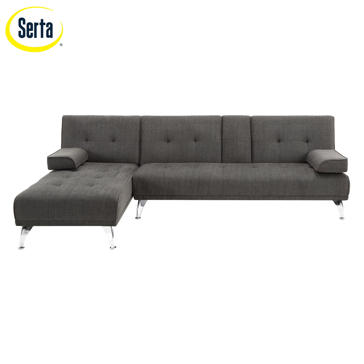 Charcoal Gray Fabric Indoor Sectional Sofa with Chaise I52496
