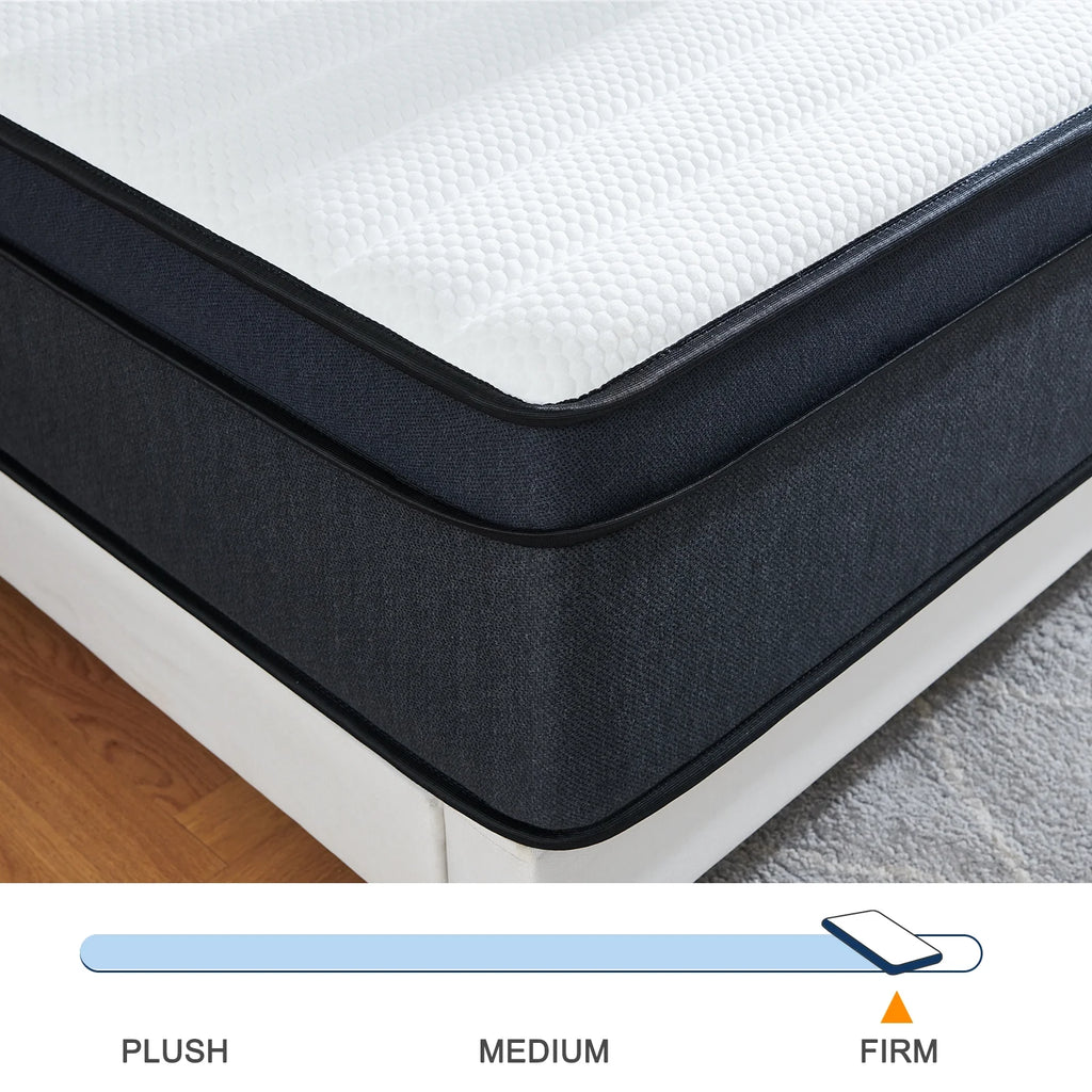 Queen 10 inch Hybrid Medium Firm Innerspring Mattress in a Box J88086