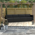 4 Piece Poly Rattan Patio Sofa Set with Cushions Black D647438