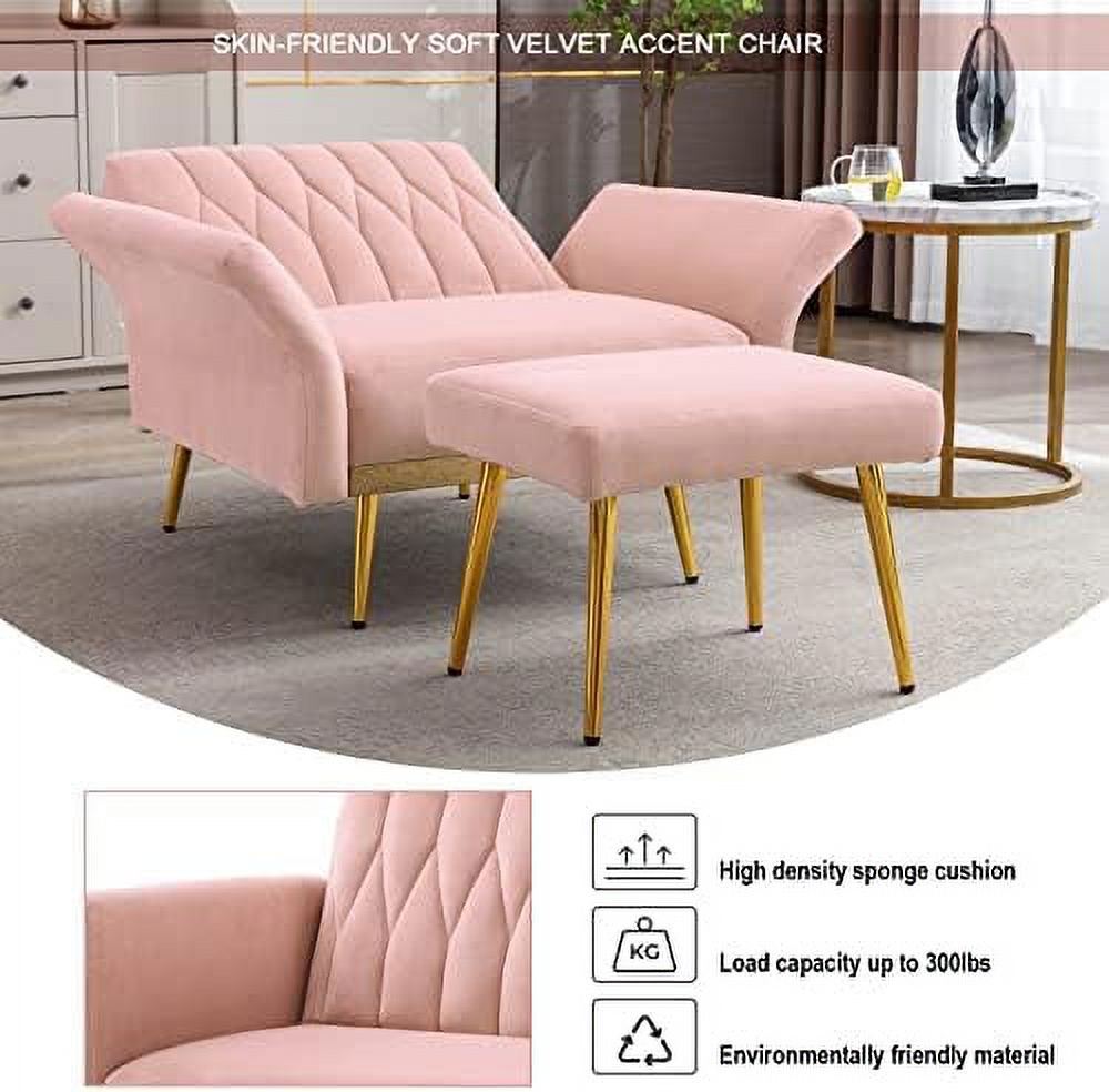 Black Velvet Single Sofa Chair with Ottoman N3554