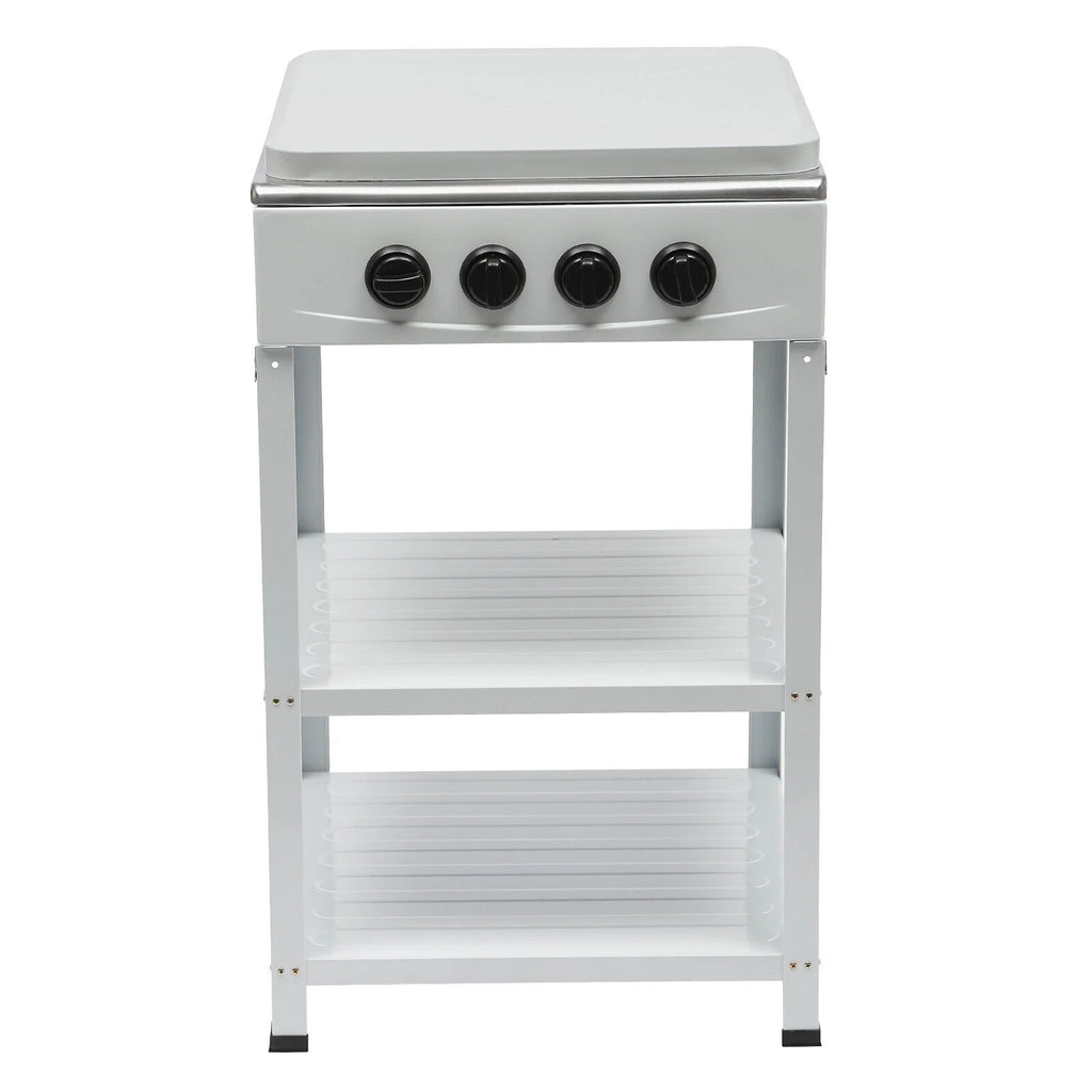 Portable 4 Burner Gas Stove with Support Leg Stand and Storage Rack J1771