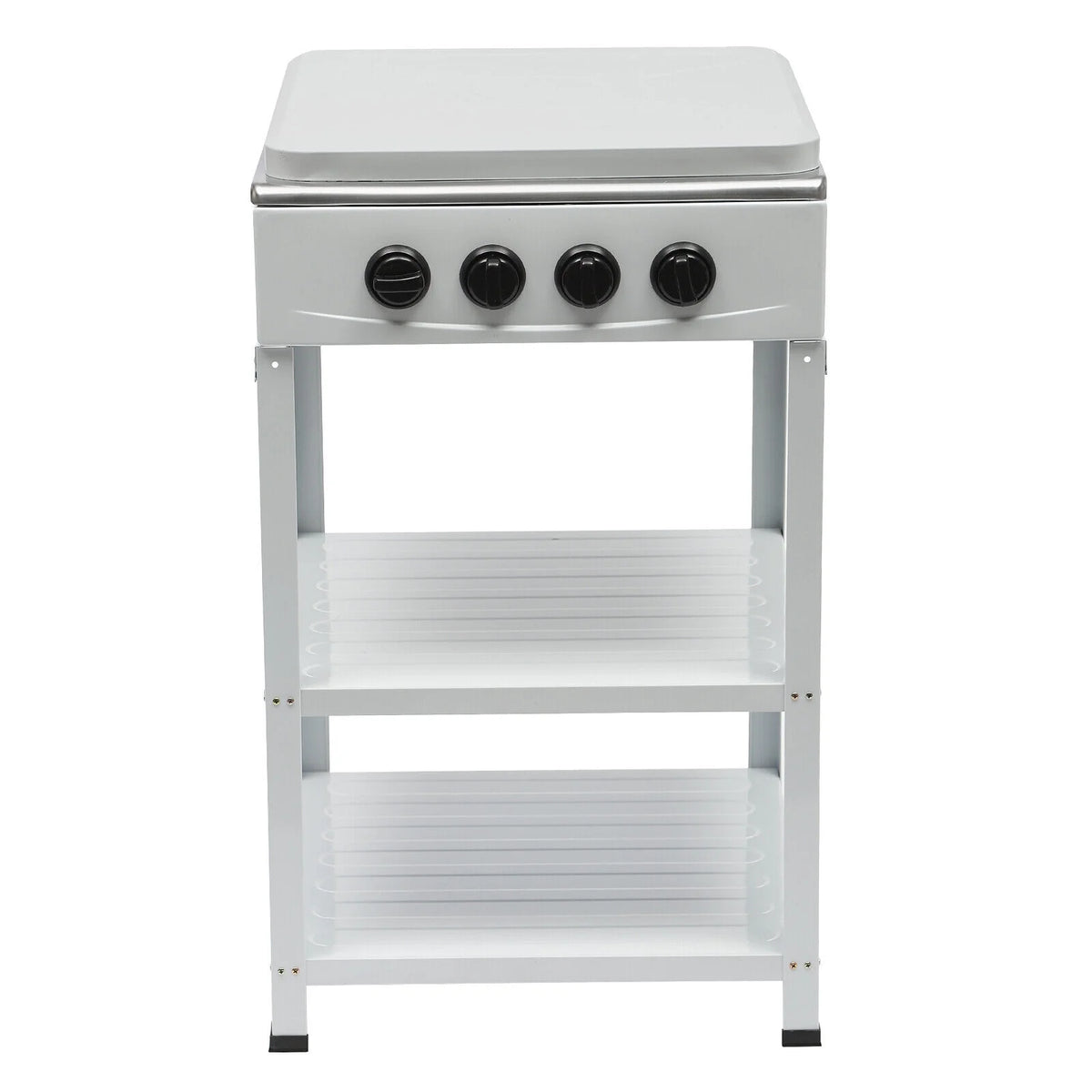 Portable 4 Burner Gas Stove with Support Leg Stand and Storage Rack J1771