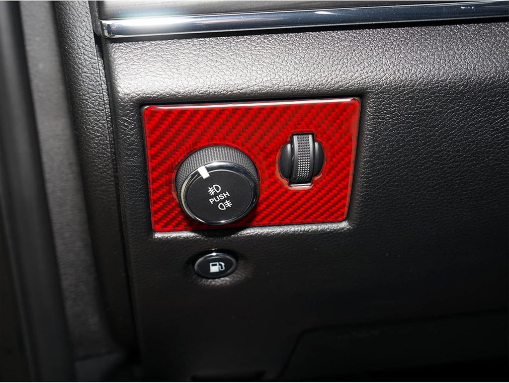 Red Carbon Fiber Headlight Switch Panel Cover Trim Sticker for Jeep Grand Cherokee 2014-2020 1PCS G5810