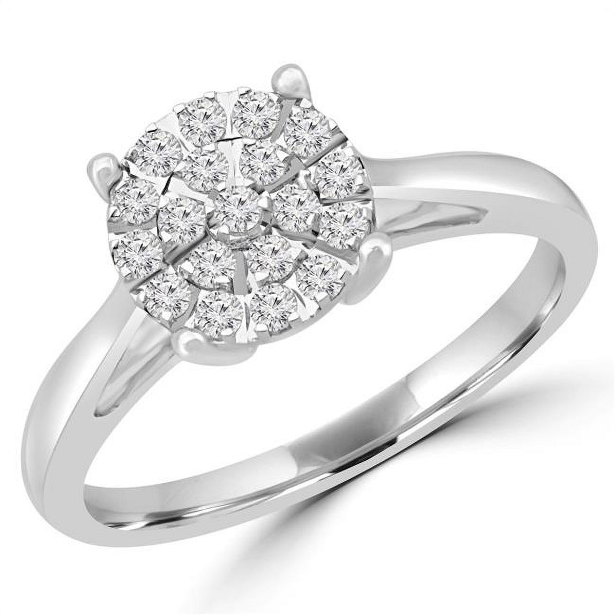 0.25 CTW Round Diamond Cluster Engagement Ring in 10K White Gold H61856