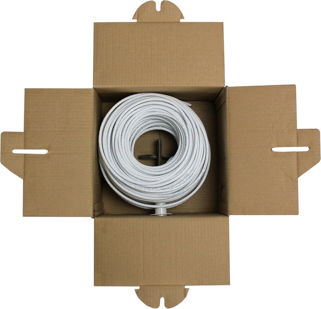 Cat6 Bulk Ethernet Cable, 250ft, White, Solid, 550MHz, 23AWG, UTP O6718