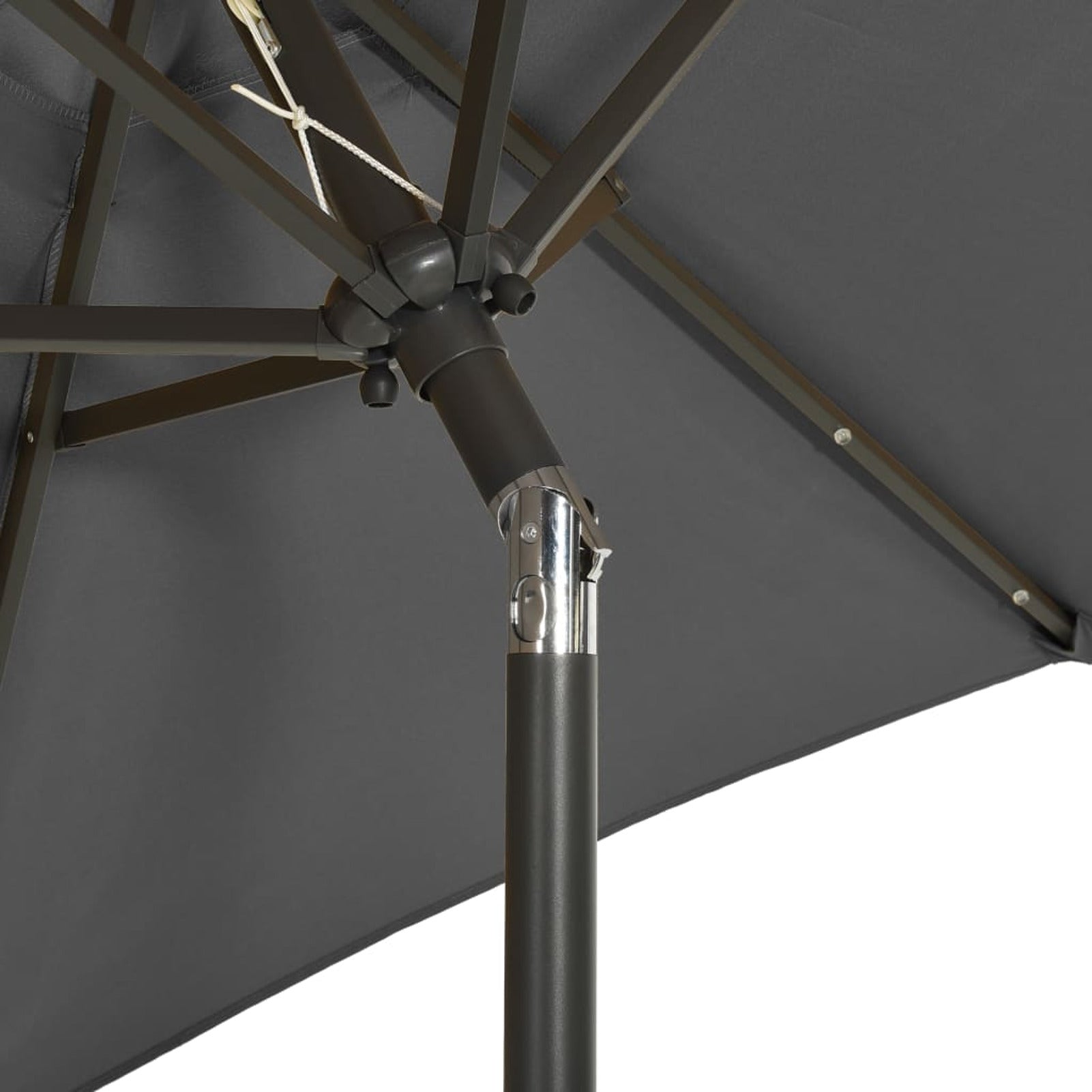 Anthracite Garden Folding Beach Umbrella with LED Lights and Aluminum Pole M4255