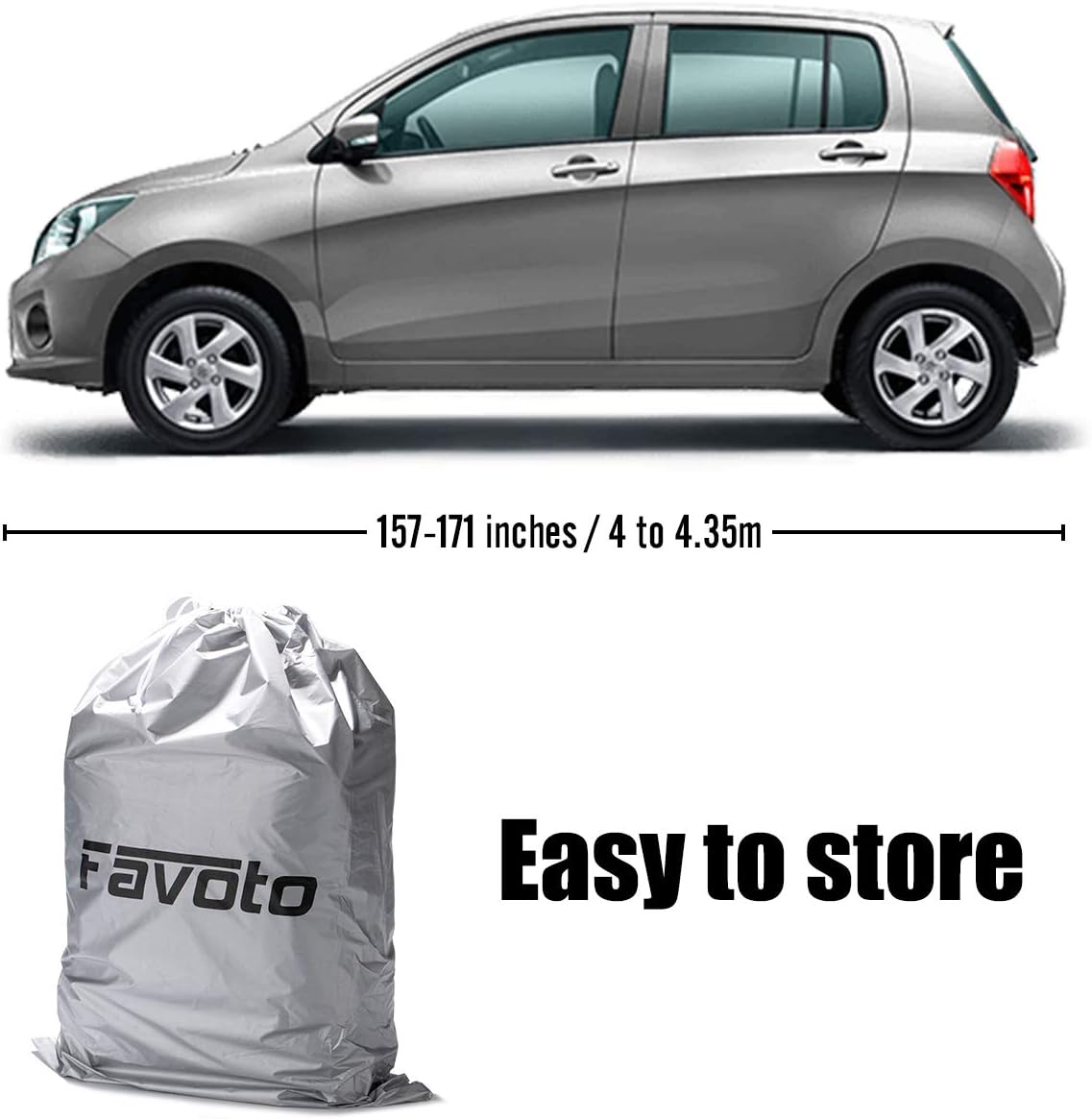 Hatchback Car Cover 5 Layers Universal Fit 157 to 171 inch Pack of 2 F3378