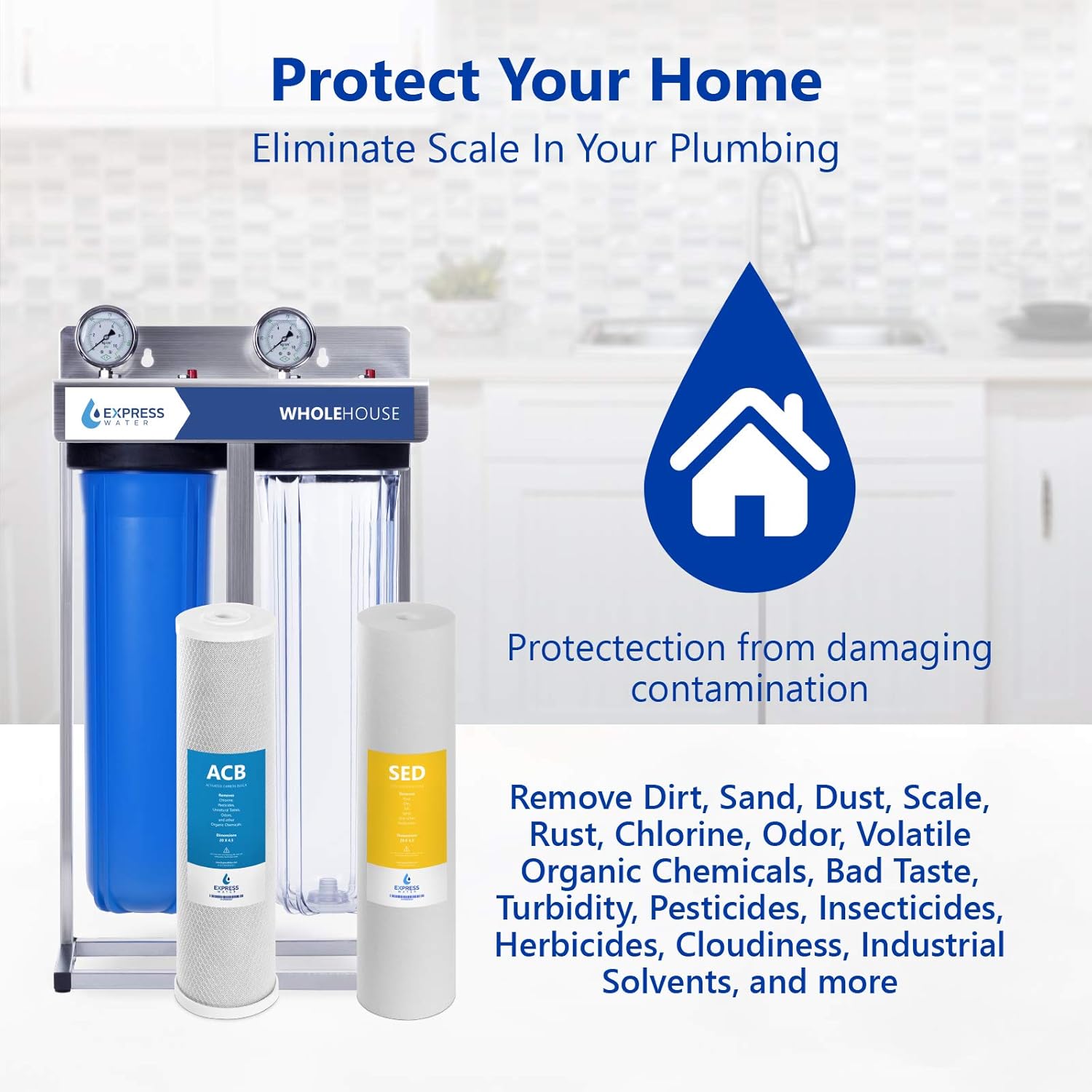 2 Stage Whole House Water Filter with Sediment and Carbon Filter Y916