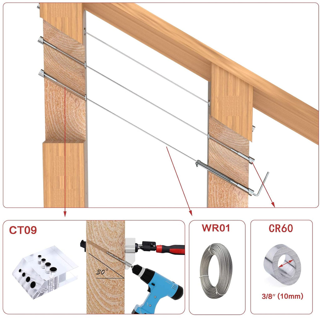 20Pair Cable Railing Kit Invisible 1/8 T316 Stainless Steel Swage Tensioner Terminal Hidden System X764332