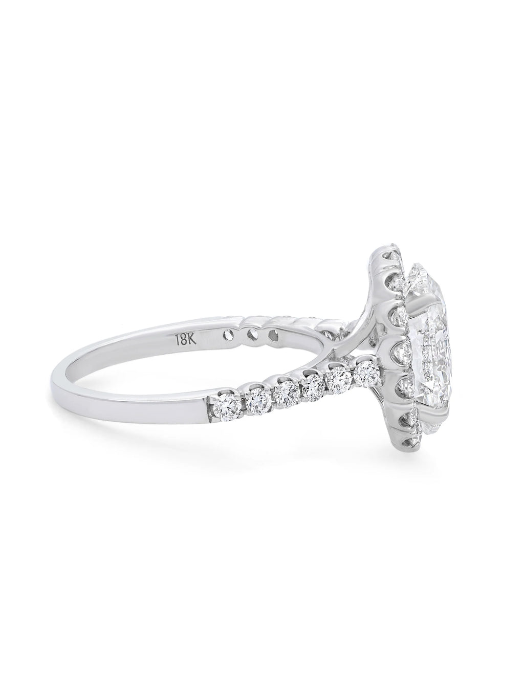 Oval Cut Diamond Engagement Ring 18K White Gold SZ 6 W933