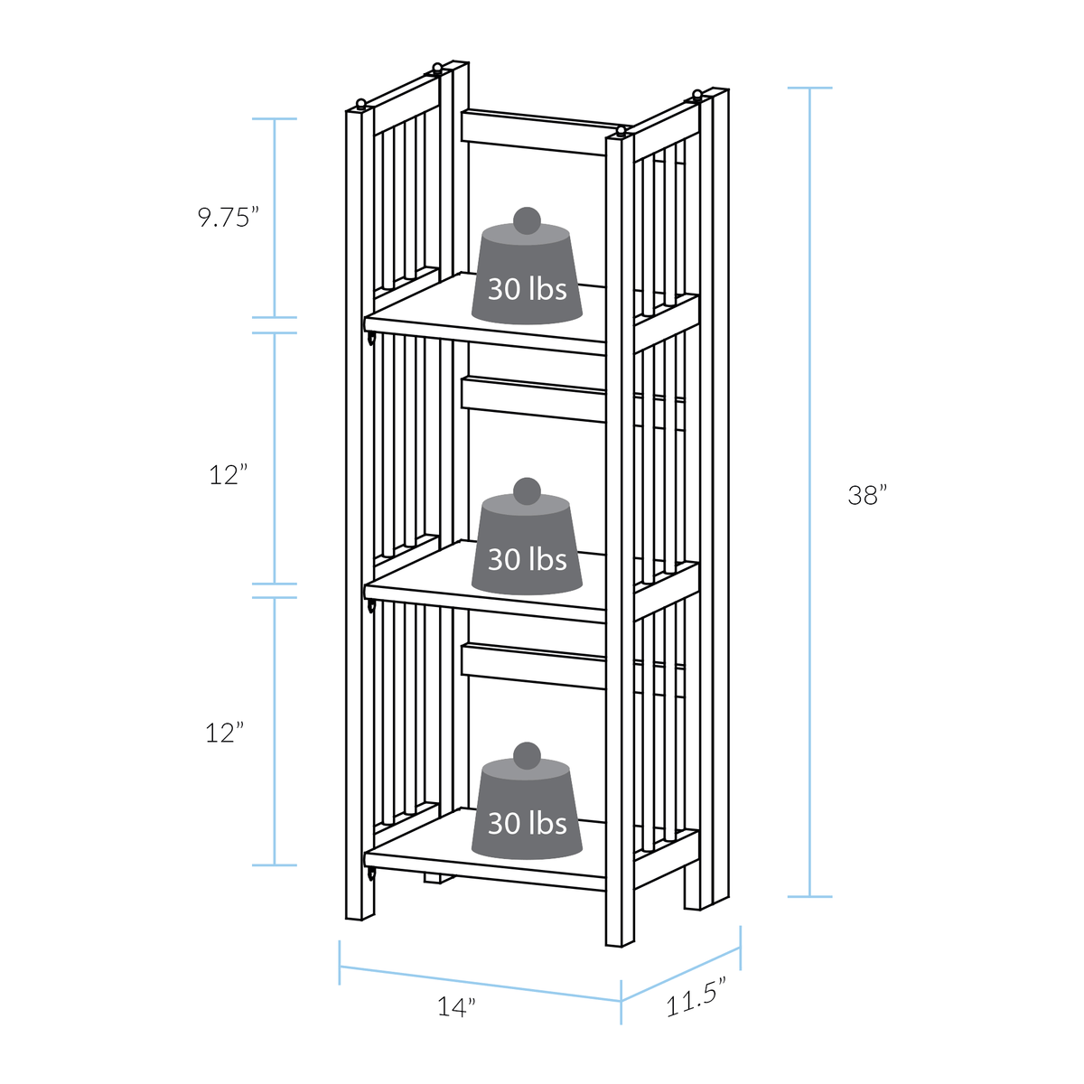 White 3-Shelf Folding Bookcase B4465