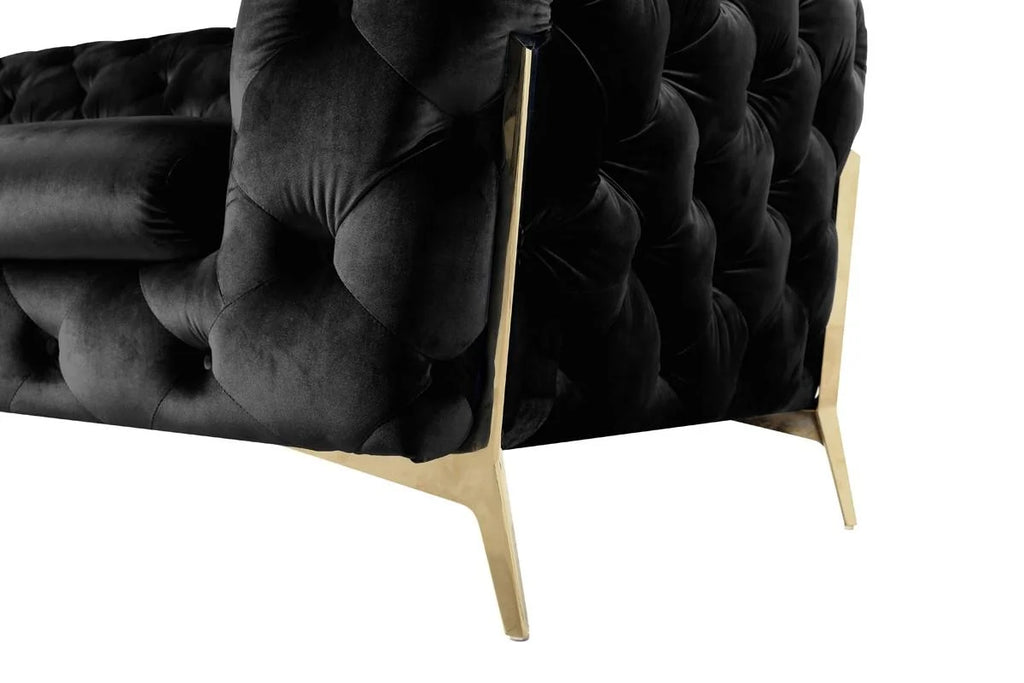 Black Velvet Tufted Sofa Y335584