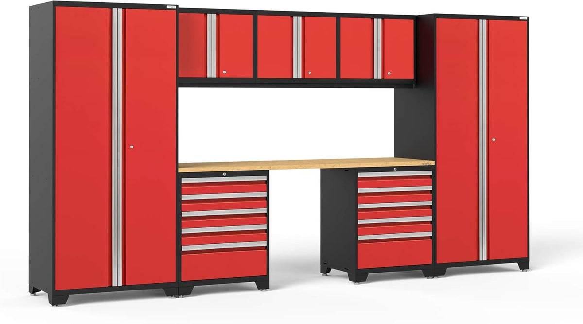 Red 8 Piece Garage Cabinets U3572