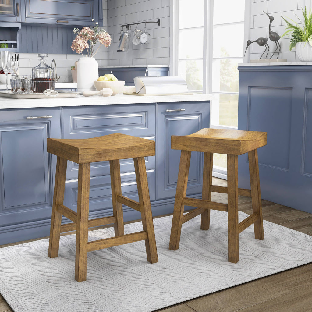 Saddle Stool (Set of 2) - Antique Grey K6260