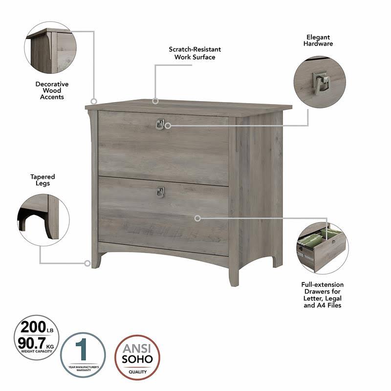 2 Drawer File Cabinet in Driftwood Gray Q95062