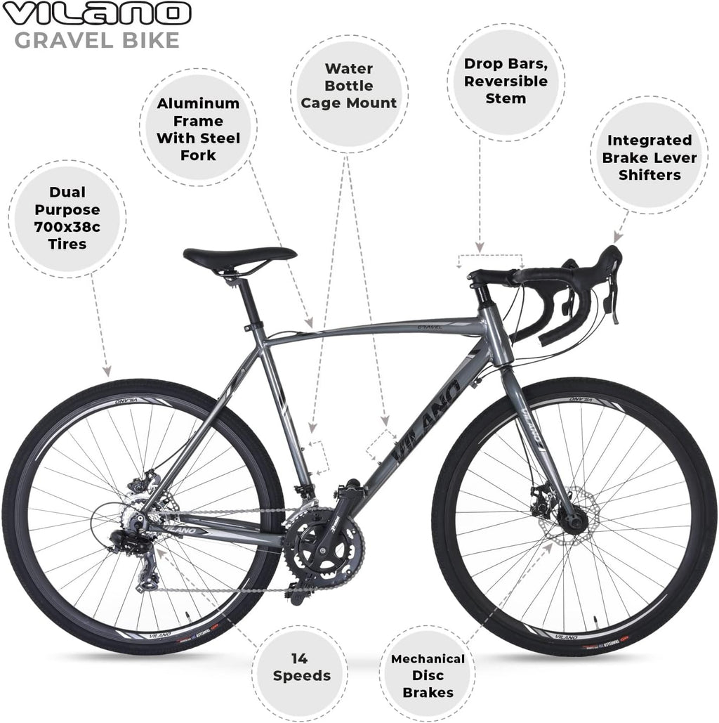 Gravel Bike with Disc Brakes, 14 Speeds, Drop Bars Z998