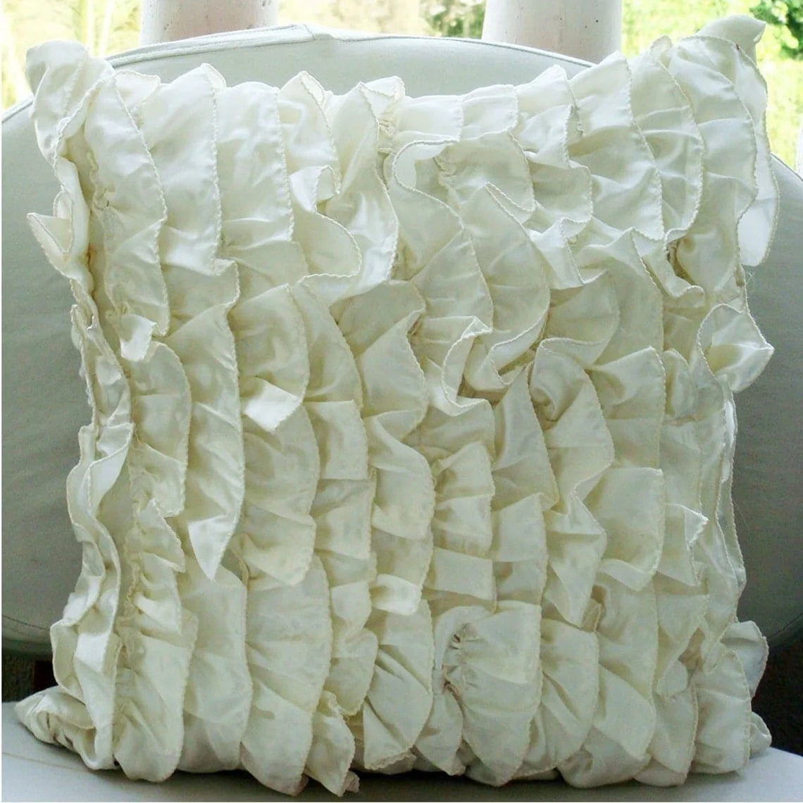 Ivory Square Satin Throw Pillow Cover Pack of 2 18x18 inch U9281