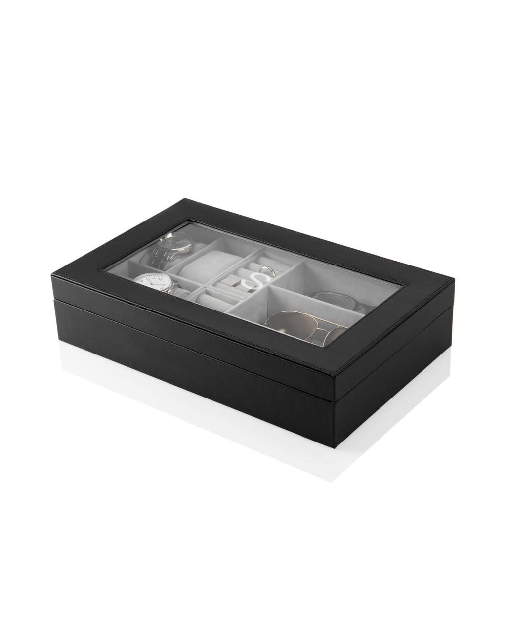 Black Vegan Leather Valet Box V809