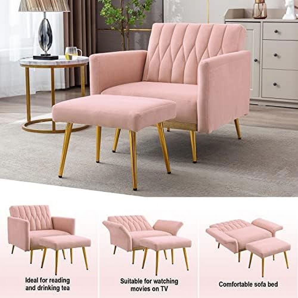 Black Velvet Single Sofa Chair with Ottoman N3554