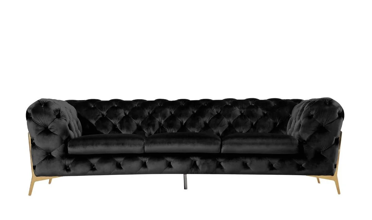 Black Velvet Tufted Sofa Y335584